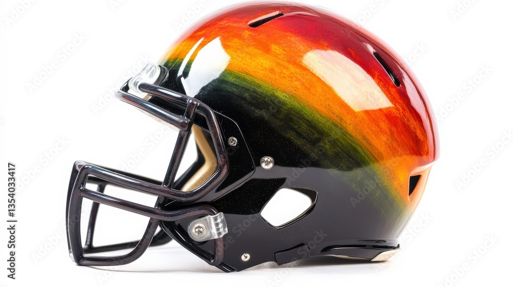 Fototapeta premium Colorful Helmet with Unique Accents on White Background