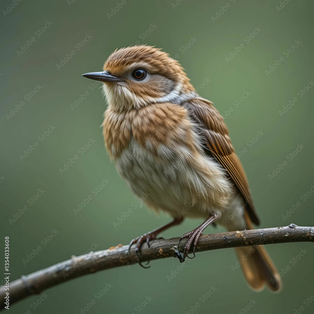 Fototapeta premium A detailed close-up of a bird perching gracefully, showcasing its delicate feathers, sharp gaze, and intricate textures.