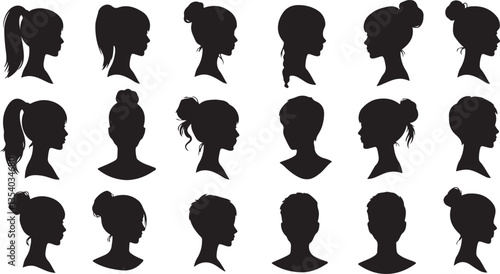 Hairstyles Silhouette: Hair Trends, Fashionable Cuts, Flat Vector Illustration