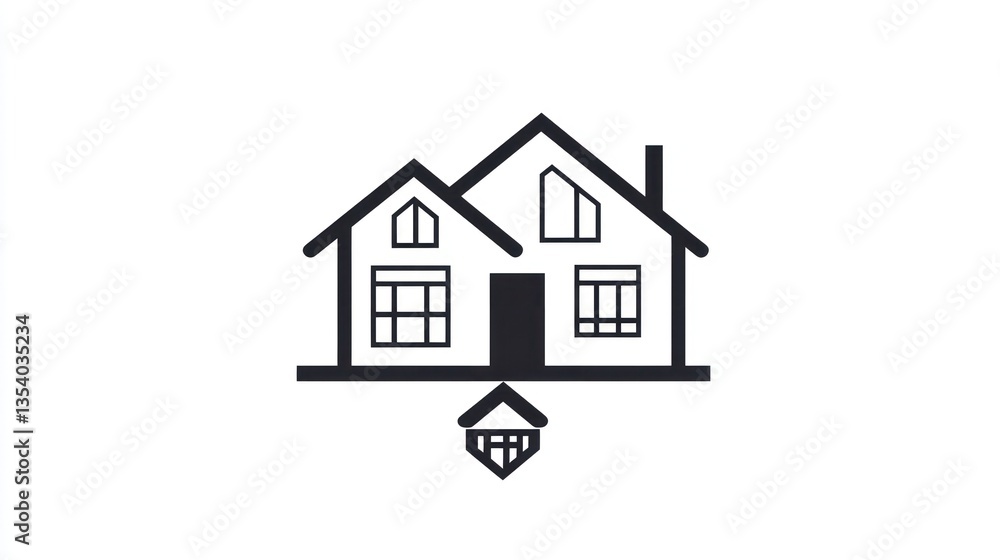 Simple Two-Story House Design Logo Simple Two-Story House Design Logo