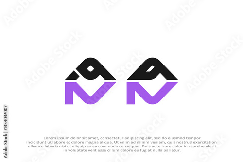 letter nb or bn abstract modern business logo