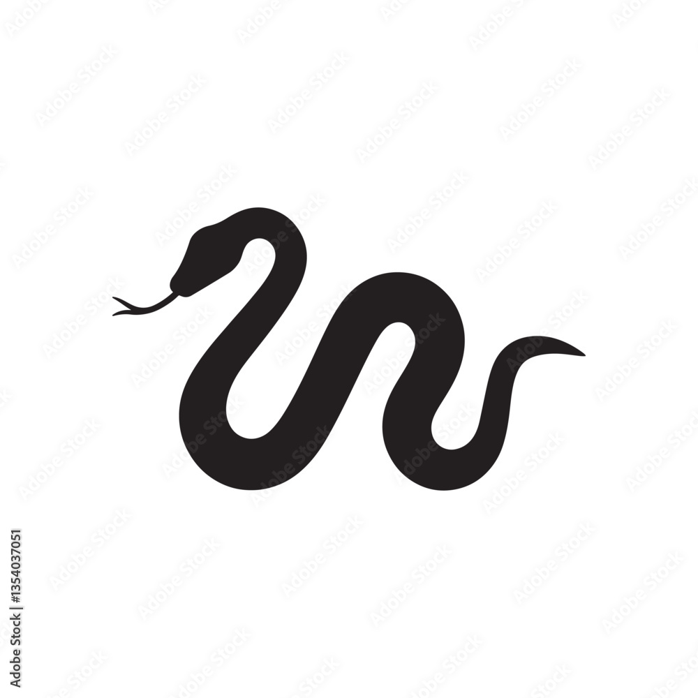 Snake Silhouette Vector Icon – Minimalist Wavy Serpent Design Snake Silhouette Vector Icon – Minimalist Wavy Serpent Design