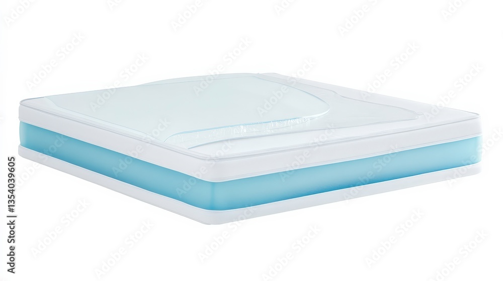 Foam Mattress with Cooling Gel Layer on White Background Foam Mattress with Cooling Gel Layer on White Background