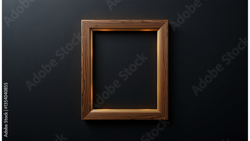 Minimalist Wooden Frame on Black Background