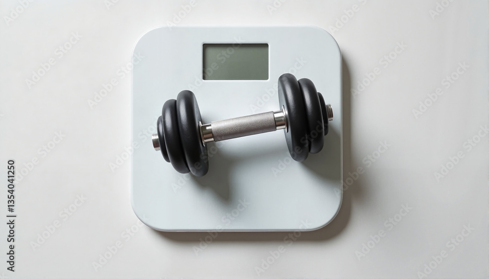 Dumbbell on a digital scale for fitness blogs, health websites, workout plans, motivational materials, exercise guides, and lifestyle applications Dumbbell on a digital scale for fitness blogs, health websites, workout plans, motivational materials, exercise guides, and lifestyle applications