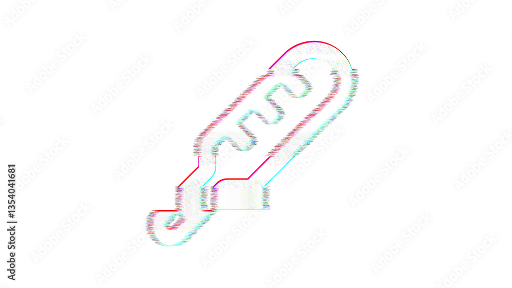 Icon thermometer is distorted. Glitch. Noise, chromatic aberration, geometric distortion Icon thermometer is distorted. Glitch. Noise, chromatic aberration, geometric distortion