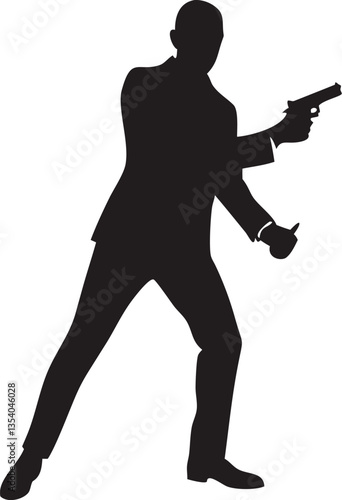Silhouette Bodyguard Spy Man Gun