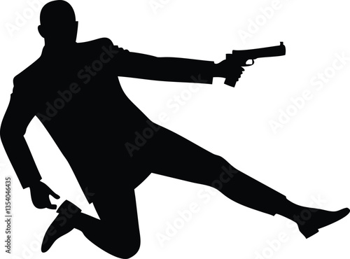 Silhouette Bodyguard Spy Man Gun