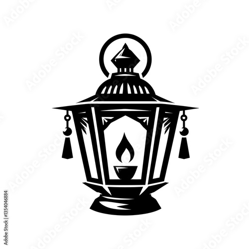 lantern black color vector 