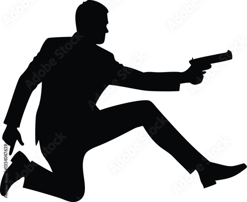 Silhouette Bodyguard Spy Man Gun