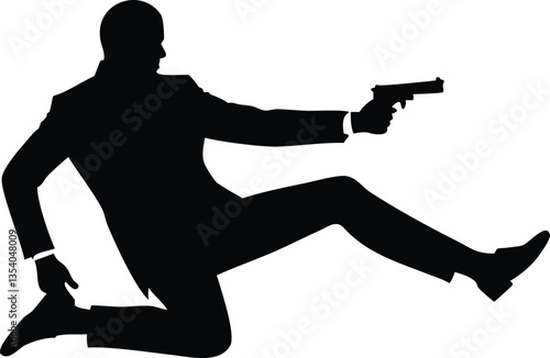 Silhouette Bodyguard Spy Man Gun