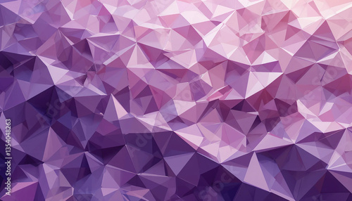 Abstract polygonal geometric background with shades of purple. Colourful geometric triangular background pattern. Abstract polygonal landscape. Purple pastel landscape.
