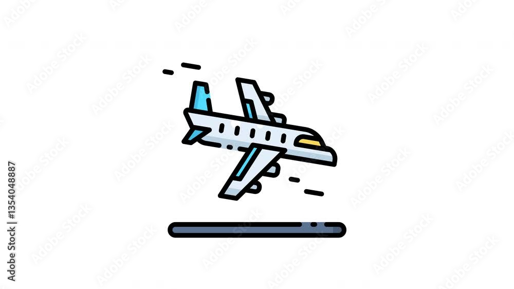 Plane landing on a runway icon animation video Plane landing on a runway icon animation video