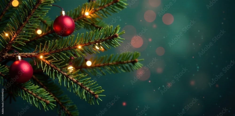 Fir tree branches with Christmas lights, fir, decorations Fir tree branches with Christmas lights, fir, decorations