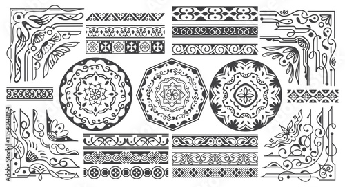 Vintage Decorative Borders & Frames – Classic Floral and Geometric Patterns