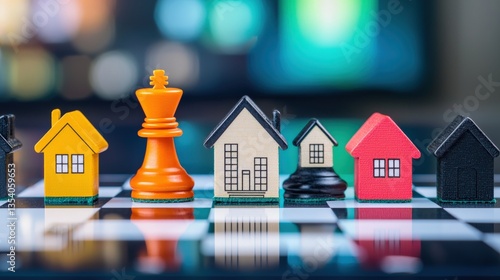 Wallpaper Mural A finance-themed chessboard where houses are the main strategic pieces Torontodigital.ca