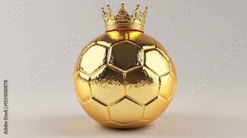 1. **Golden Soccer Ball with King's Crown on Transparent Background**