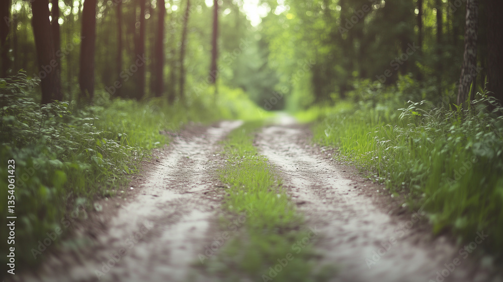 Fototapeta premium Two diverging forest paths: one overgrown, the other well-kept, symbolizing choices between tradition and progress.