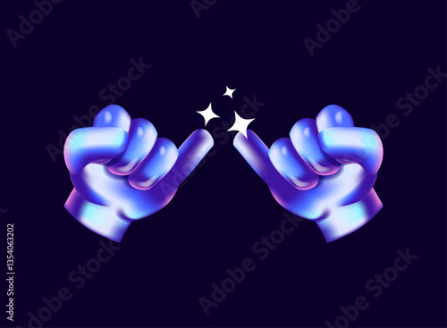 3d promise finger gesture vector illustration with hologram light vibrant glossy style