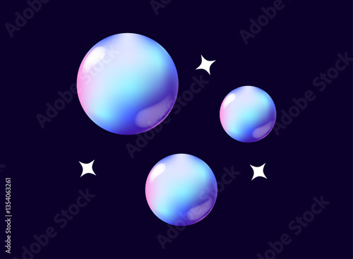 abstract circle round bubble sphere vector 3d illustration in modern hologram vibrant ligh style