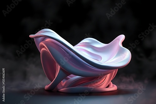 Wallpaper Mural Abstract Pink & White 3D Rendered Sculpture Torontodigital.ca