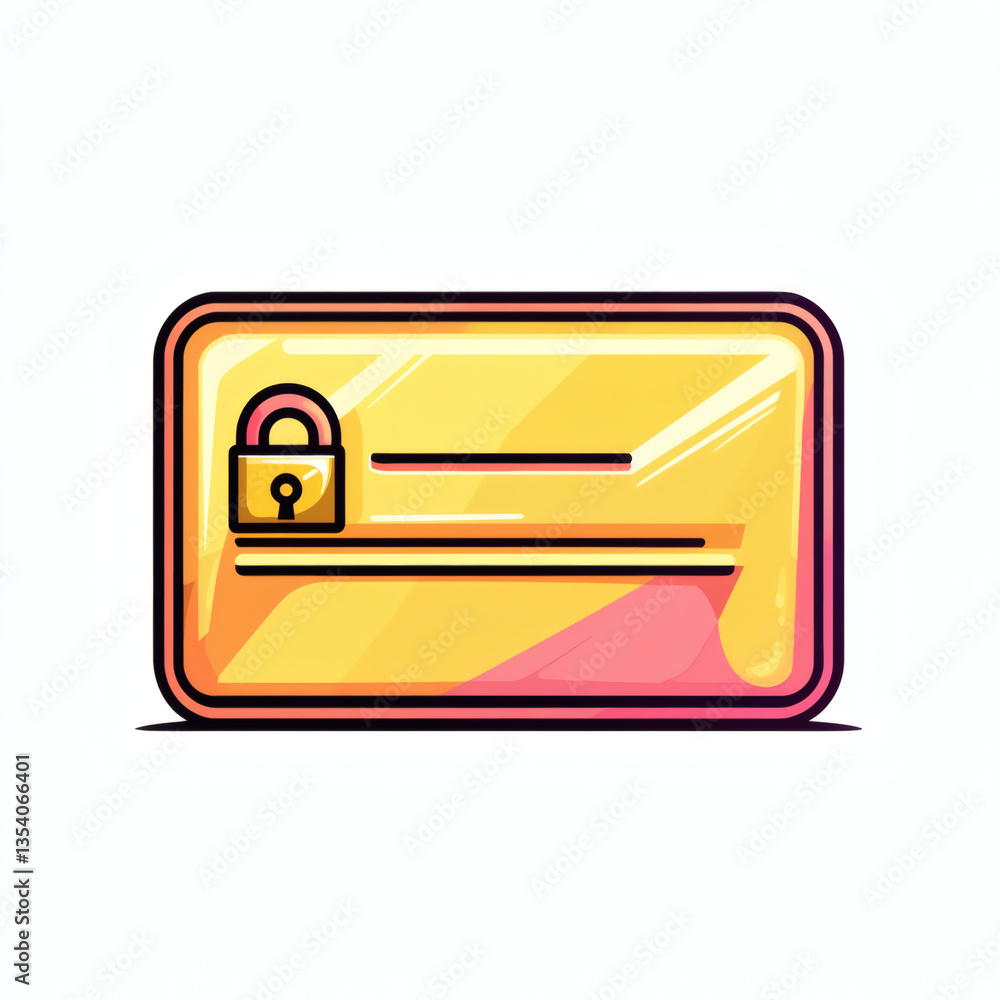 Fototapeta premium Credit card with padlock illustration on a colorful background 