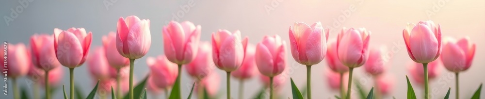 Fototapeta premium Pastel tulips, soft abstract blooms, springtime serenity, pastel, peaceful
