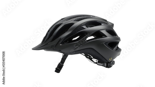Modern Black Bicycle Helmet isolated on transparent background.