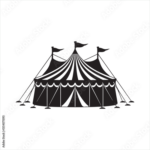 a circus tent with striped silhouette
