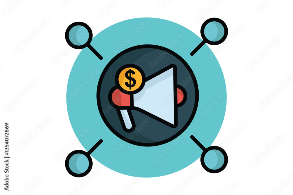 Affiliate icon. colored outline icon style. icon related to digital marketing. business elements vector illustration Affiliate icon. colored outline icon style. icon related to digital marketing. business elements vector illustration
