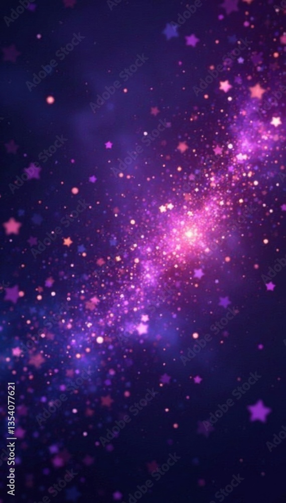 Obraz premium Sparkling starfield with glittering stars in shades of purple and silver, space, nebula, starry night