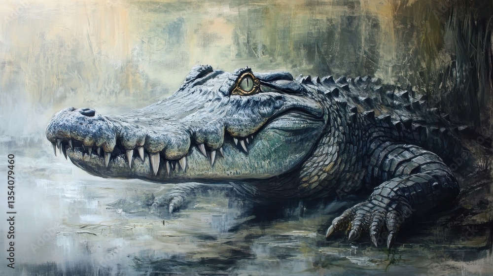 Obraz premium majestic alligator in swampy habitat