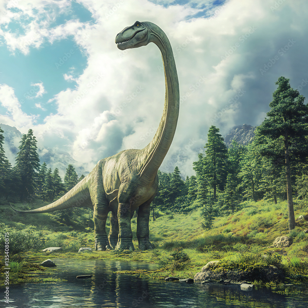 Fototapeta premium Brachiosaurus in its natural habitat.