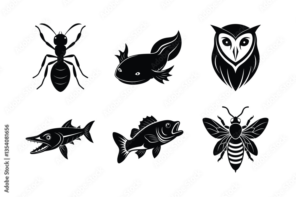 Obraz premium many kinds of pet animal head silhouette vector illustrations