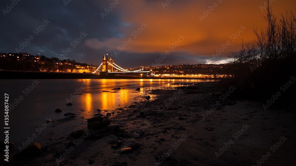 Nightfall at Hammersmith Bridge: A Serene London Nightscape Nightfall at Hammersmith Bridge: A Serene London Nightscape