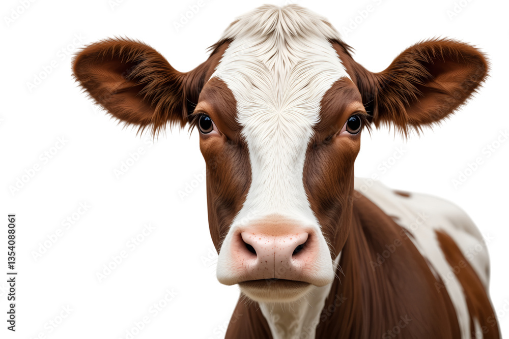 Close-Up Portrait of a Brown and White Cow with Big Expressive Eyes Close-Up Portrait of a Brown and White Cow with Big Expressive Eyes