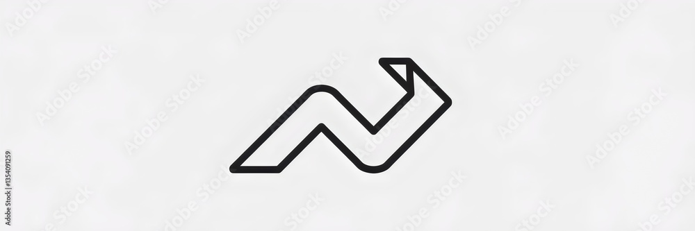 Sleek zigzag wave arrow symbol on plain white background – Suitable for logos, infographics, or minimalist design projects. Sleek zigzag wave arrow symbol on plain white background – Suitable for logos, infographics, or minimalist design projects.