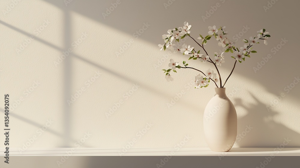 Cozy modern space with beautiful pottery and floral decor minimalist interior natural light aesthetic design Cozy modern space with beautiful pottery and floral decor minimalist interior natural light aesthetic design