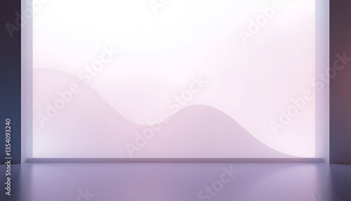 Abstract Room with Mountain Silhouette Window View