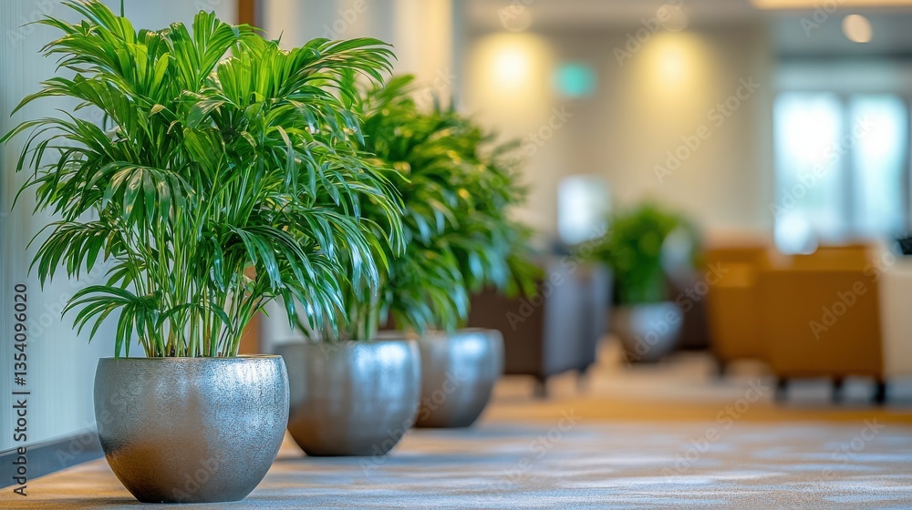 Lush Green Plants in Elegant Indoor Setting with Modern Decor Lush Green Plants in Elegant Indoor Setting with Modern Decor