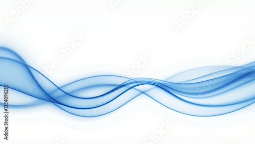 白い背景に抽象的で流れるような青い波