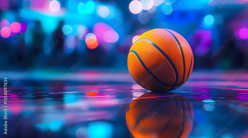 Close-up of Basketball with Crowd Background Close-up of Basketball with Crowd Background