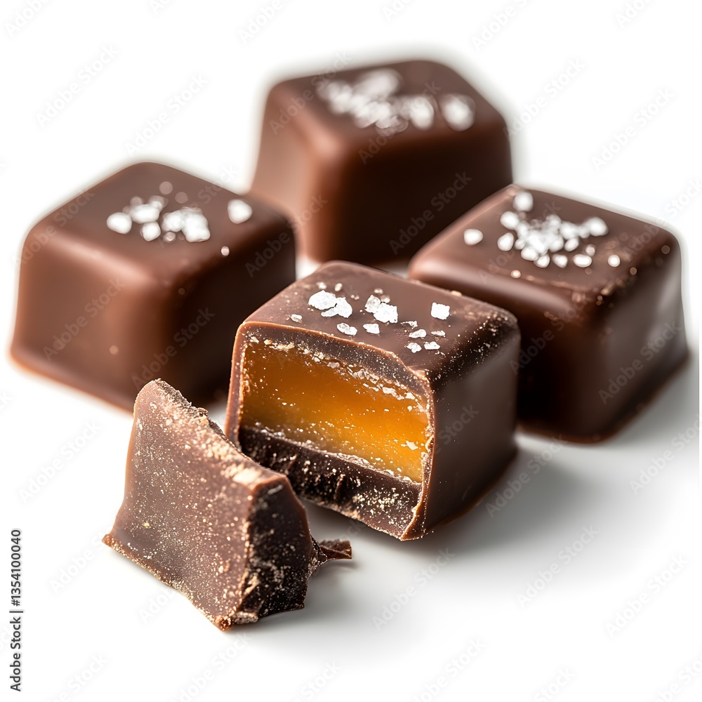 Caramel-Filled Chocolate Squares – Bite-sized chocolate squares with golden caramel oozing from the center, dusted with sea salt. Caramel-Filled Chocolate Squares – Bite-sized chocolate squares with golden caramel oozing from the center, dusted with sea salt.