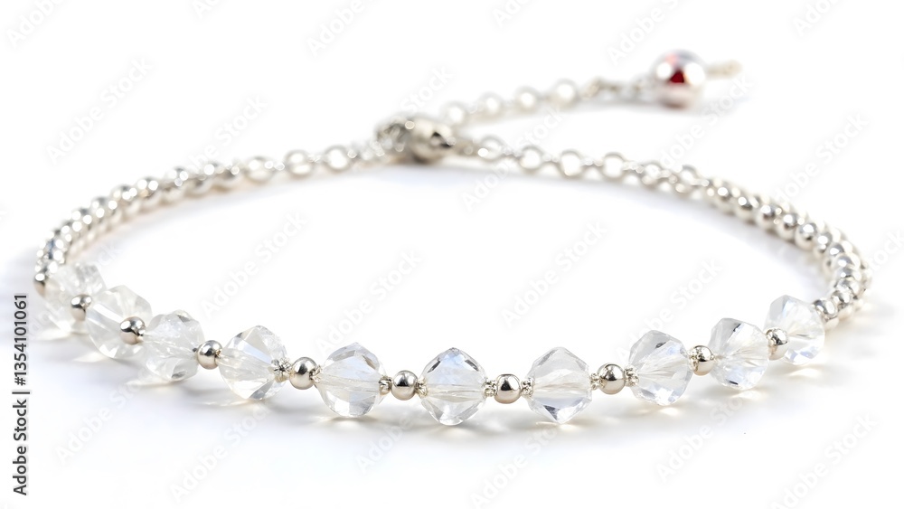 White Stone Bracelet with Silver Chain White Stone Bracelet with Silver Chain