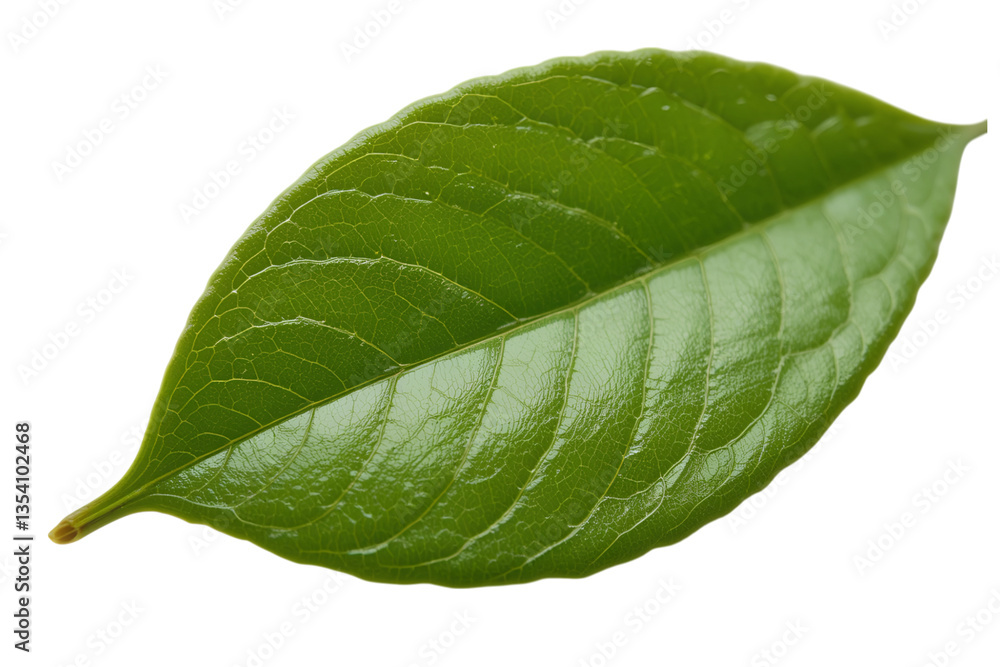 Fototapeta premium Smooth Green Leaf Isolated on Dark Background for Nature Themes