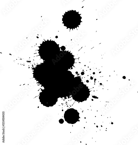 black ink brush dropped splatter splash artistic grunge graphic element