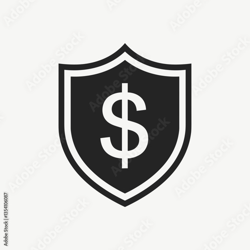 Free Download Dollar sign inside shield icon on light background - GFXLoad