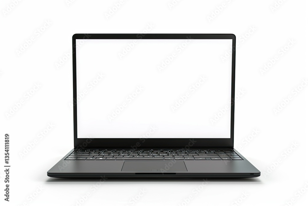 Modern Laptop with White Screen Isolated on White Background Template Mock Up Modern Laptop with White Screen Isolated on White Background Template Mock Up