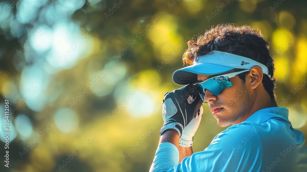 young golfer concentrating on shot