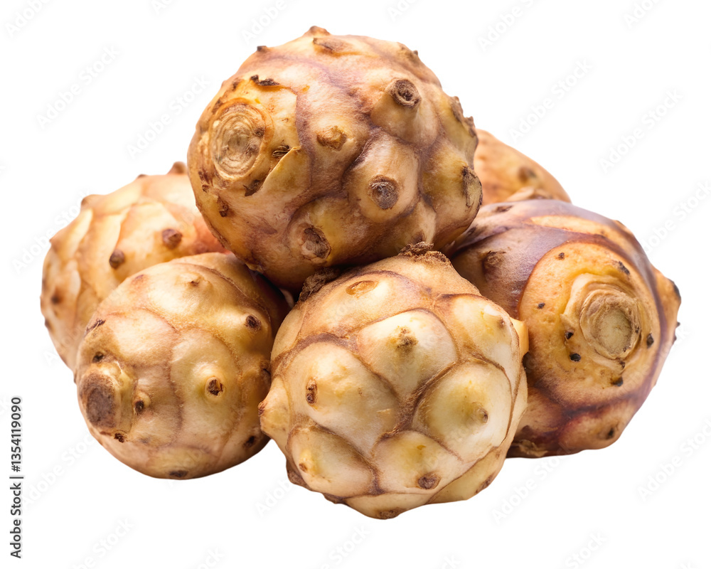 Fototapeta premium Fresh Jerusalem artichoke isolated Root vegetable on a transparent background
